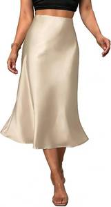lot 22361 image: Womens Satin Midi Skirt Elegant Fishtail Silk A Line Work Casual Skirts medium