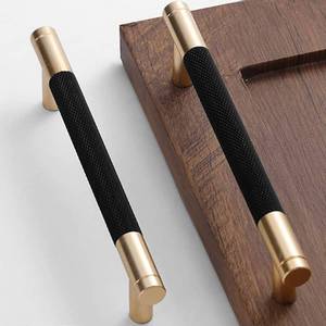 lot 22374 image: 30-Pack 5in Knurled Cabinet Handles   Aluminum Drawer Pulls, GoldBlack