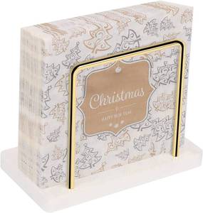 lot 22380 image: Livabber Napkin Holder, Metal Tissue Dispenser, Marble Base, Gold