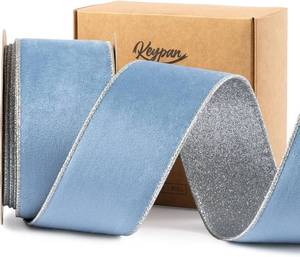 lot 22383 image: Keypan Blue Velvet Wired Christmas Ribbon, 2.5 Inch, 10 Yards