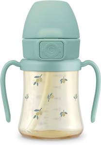 lot 22385 image: GROSMIMI PPSU Baby Straw Cup Stage 2, 12M, Spill-Proof, 6oz (Olive)