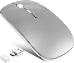 lot 22386 image: Wireless Mouse, Slim Bluetooth 5.23.0 & 2.4G USB-C Receiver, Grey