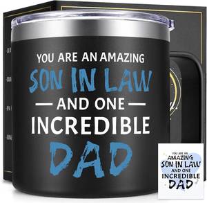 lot 22403 image: Lifecapido Son-in-Law Fathers Day Mug, 14oz Insulated Coffee, Card, Black