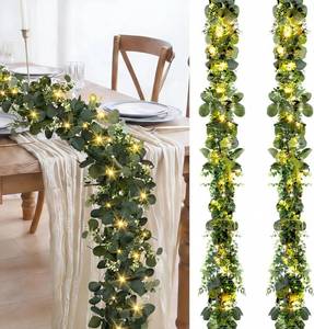 lot 22407 image: 2-Pack 6 ft Artificial Eucalyptus Garland with Lights