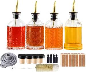 lot 22413 image: Shining Craft Syrup Dispenser Bottles, 4-Pack, 7 oz, Metal Pour Spouts