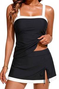 lot 99894 image: Tempt Me Two Piece Tankini Swimsuit with Skirt Tummy Control Bathing Suit XL