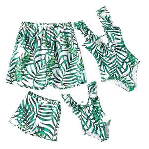 lot 99906 image: IFFEI Mommy and Me Family Matching Swimsuits Ruffle One Piece Bathing Suits Green Women Medium