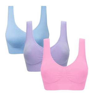 lot 99917 image: Vermilion Bird Womens Seamless Comfortable Sports Bra with Removable Pads 3 Pack M