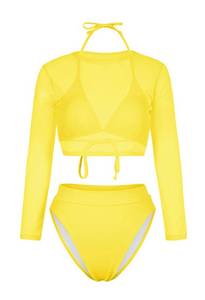 lot 99930 image: Kisscynest Womens Fashion Soft Pad Mesh T-Shirt Beach Wear Cover up Yellow XL