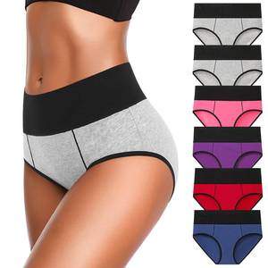 lot 99937 image: Eiggam Underwear for Women High Waist Stretch Womens Cool Comfort Cotton Brief Panties 6-Pack 3XL