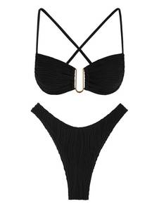 lot 99951 image: ZAFUL Womens High Cut Thong Bikini Set Swimsuits Cami String Sexy Bathing Suit green  XL