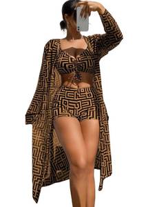 lot 99966 image: WDIRARA Womens 3 Pieces Bikini Set Bathing Suit Swimsuit with Cover Ups Large