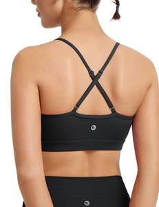 lot 99968 image: baleaf Sports Bra for Women Spaghetti Strap Workout Yoga Longline Removable Padded Tops Black L