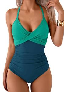 lot 99977 image: B2prity Womens One Piece Swimsuit Tummy Control Front Cross Bathing Suit Large