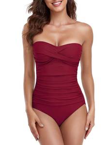 lot 99987 image: RELLECIGA Womens Tummy Control One Piece Swimsuit Strapless Bathing Suits Medium