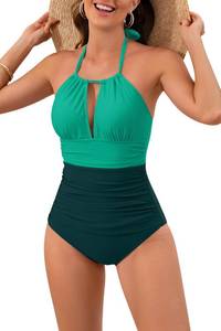 lot 99988 image: B2prity Womens One Piece Swimsuit Tummy Control Halter Bathing Suit Slimming Supportive Long Torso Friendly Swimwear medium