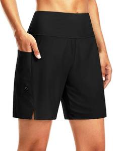 lot 99876 image: G Gradual Womens 7 Long Swim Board Shorts High Waisted Quick Dry Beach Swimming Shorts for Women with Liner Pockets(Black,M)