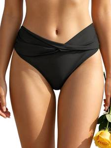 lot 99886 image: SHEKINI Womens Cheeky Swimsuit Twist Front Bikini Bottoms Ruched Swim Bottoms (Pink, Large)
