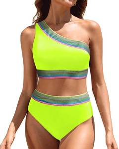lot 99897 image: Women High Waisted Bikini Set One Shoulder Swimsuit Two Piece small
