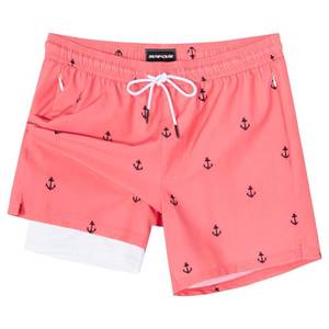 lot 99898 image: SURF CUZ Mens Swim Trunks with Compression Liner Mens Swimming Trunks 5 Inch Bathing Suit with Zipper Pockets Quick Dry Swim Shorts&nbsp  white palm trees Medium 