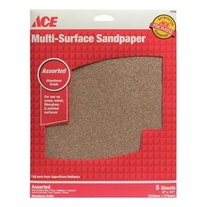 lot 20193 image: Ace Aluminum Oxide Sandpaper Assorted Grit, 10 Count