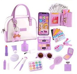 GLUAAE 37 Pcs Kids Play Purse Pretend Makeup Set