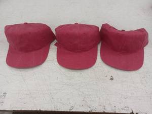 lot 20385 image: Lot of 3 Red Baseball Caps with Adjustable Straps