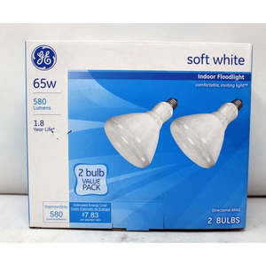 lot 20390 image: GE 65W Soft White Indoor Floodlight Bulbs 2-Pack