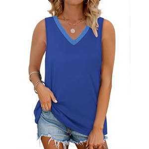 lot 20435 image: MOSHU Color Block Tank Top V-Neck Sleeveless, 2 Pack