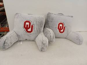 lot 20475 image: University of Oklahoma Plush Backrest Pillows, 2 Pack