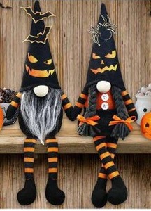 lot 20485 image: Halloween Gnome Plush Elf Decorations - 2PC