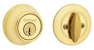 lot 20504 image: Kwikset 660 Bright Brass Deadbolt Model 5064905, 2 Pack