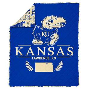 lot 20590 image: NCAA Kansas Jayhawks 60 x 80 Quilted Throw Blanket