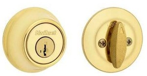 lot 20597 image: Kwikset 660 Bright Brass Deadbolt Model 5064905, 2 Pack