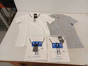 lot 20601 image: Kuyigo Polo Shirts Bundle - White & Gray Short Sleeve, Small, 4 Pack