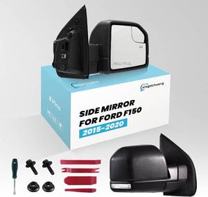 lot 101716 image: (8 Pins) Right Passenger Side Mirror For 2015-2020 Ford F150 With Turn Signal Light Power Glass Heated Outside Temp Sensor Manual Folding Replaces#JL3Z17682CA With Installation Kit1 set