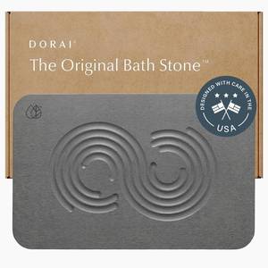 lot 101719 image: Dorai Home Bath Stone Mat 23.6x15.4   Quick-Dry, Non-Slip Diatomite Stone Bath Mat for Bathroom, Zen Slate