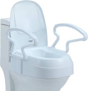 lot 101727 image: Raised Toilet Seat with Handles for Seniors, 3-Level Height Riser