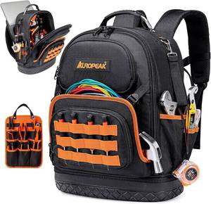 lot 101734 image: AUROPEAK HVAC Tool Backpack Heavy Duty, Electrician Tool Bag, 96 Pockets