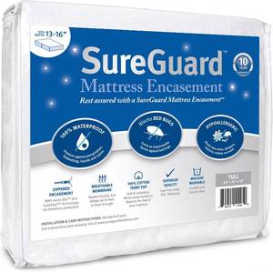 lot 101740 image: SureGuard Full (13-16 Deep) Zippered Mattress Protector Encasement