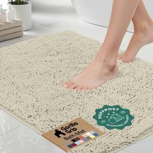 lot 101749 image: GORILLA GRIP Bath Rug Mat for Bathroom, Thick Chenille, 60x24 Dusty Cloud