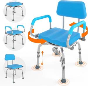 lot 101752 image: FSAHSA Eligible Swivel Shower Chair with Arms and Back, Padded Seat