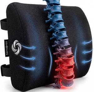 lot 201601 image: Samsonite Lumbar Support Pillow for Office Chair, Lower Back Support for Car, Back Pillow Desk Chair Cushion with Memory Foam, Improved Posture Backrest