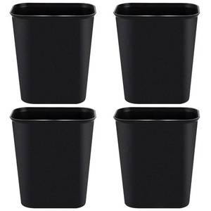 lot 201609 image: Halyuhn Black Small Trash Can 4Pack, 2Gallon8 L Plastic Office Trash Can Garbage Can Under Desk, Trash Cans for Bedroom, Office and Kitchen, Bathroom Trash Can Fits Narrow Space, Plastic Trash Can