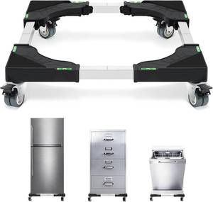 lot 201616 image: Nefish Furniture Dolly Adjustable Mini Fridge Stand with Wheels Washing Machine Stand Mobile Roller with 4 Locking Swivel Wheel Universal Mobile Base Moving Cart for Dryer Refrigerator