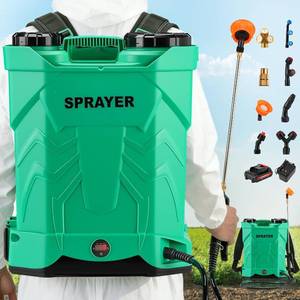 lot 301616 image: 5.3 Gallon Battery Powered Backpack Sprayer, 21V Electric Weed Sprayer with 100 PSI & 30FT Spray Distance, Stainless Steel Wand, 8 Nozzles, Leak-Proof Lawn & Garden Sprayer for Yard Farm