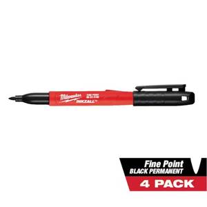 lot 301621 image: Milwaukee INKZALL Black Fine Point Jobsite Permanent Marker (4-Pack)