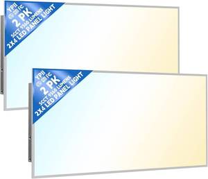 lot 301644 image: Retails for $110 2Pack 2x4 LED Panel Light 5CCT Selectable Drop Ceiling Light Fixture