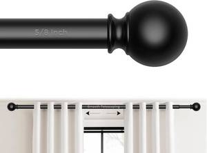 lot 301646 image: Curtain Rod for Windows 18-45 Inch, Black 58 Inch Small Window Treatment Rods, Short Adjustable Splicing Drapery pole, Matte Black