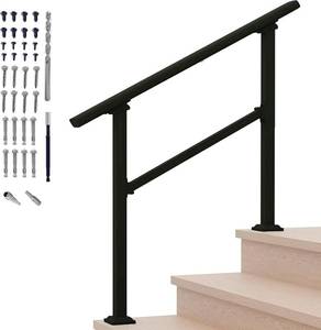 lot 301648 image: Metty Metal Hand Rails for Outdoor Steps,3 Step Stair Railing Kit